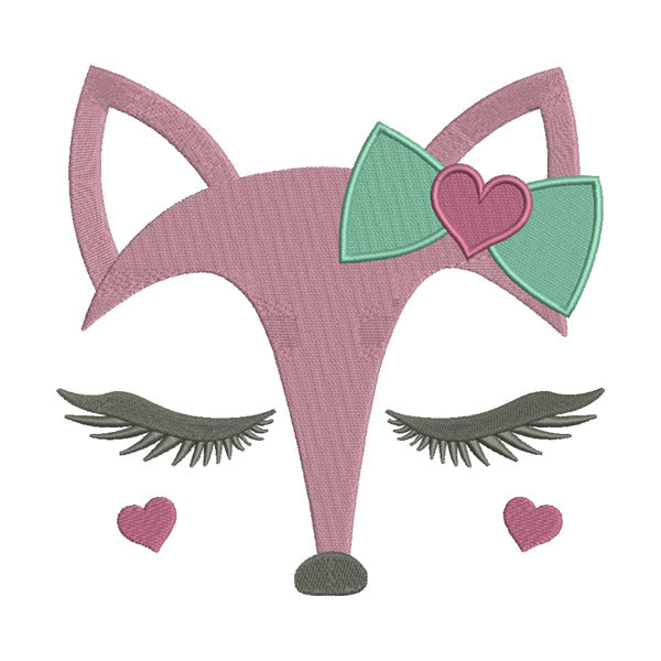 Cute Fox Face Embroidery Design