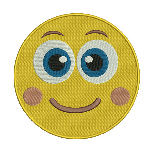 Blushing Smiling Emoji Embroidery Design