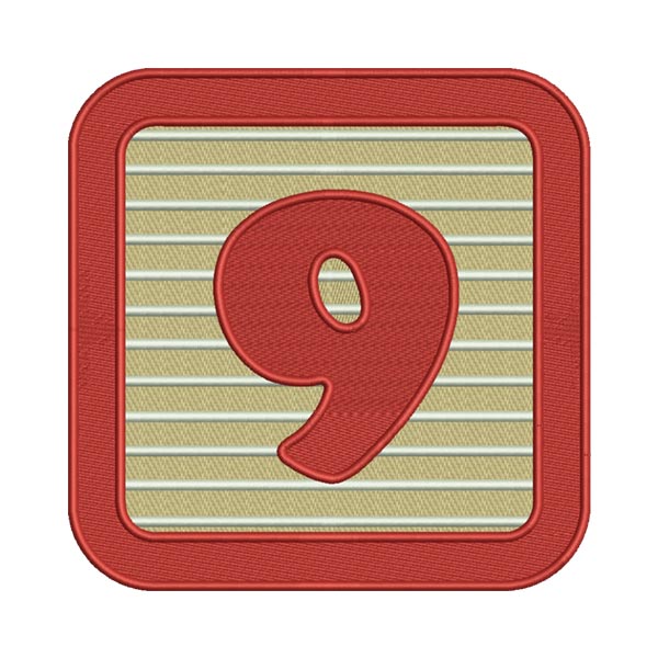 Number 9 Embroidery Design – Block Numeric Machine Embroidery File
