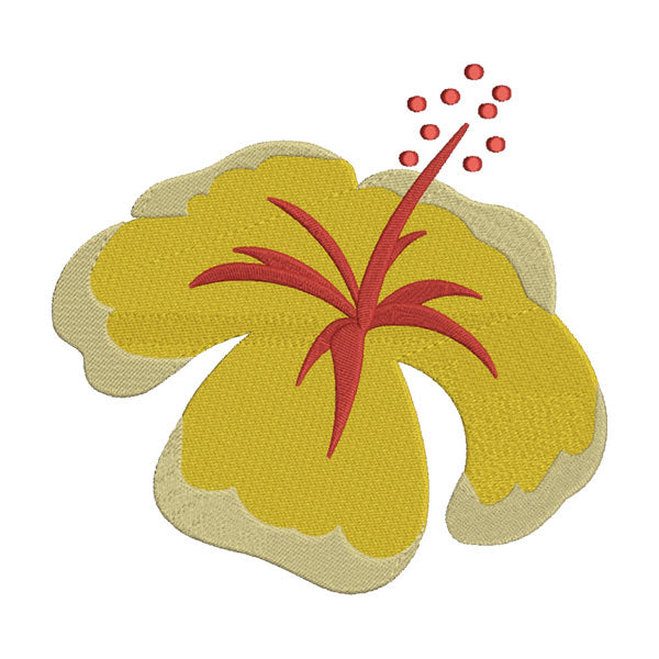 Yellow Hibiscus Flower Embroidery Design