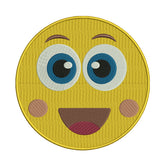 Smiling Emoji Embroidery Design – Blushing