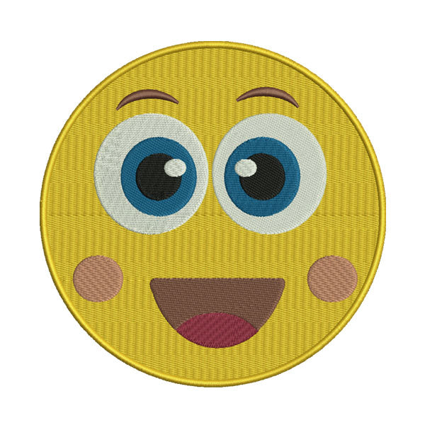 Smiling Emoji Embroidery Design – Blushing