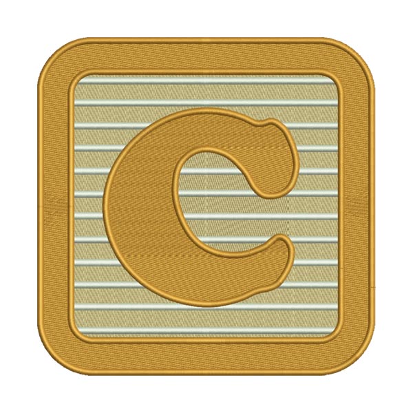 C Letter Alphabet Embroidery Design – Orange