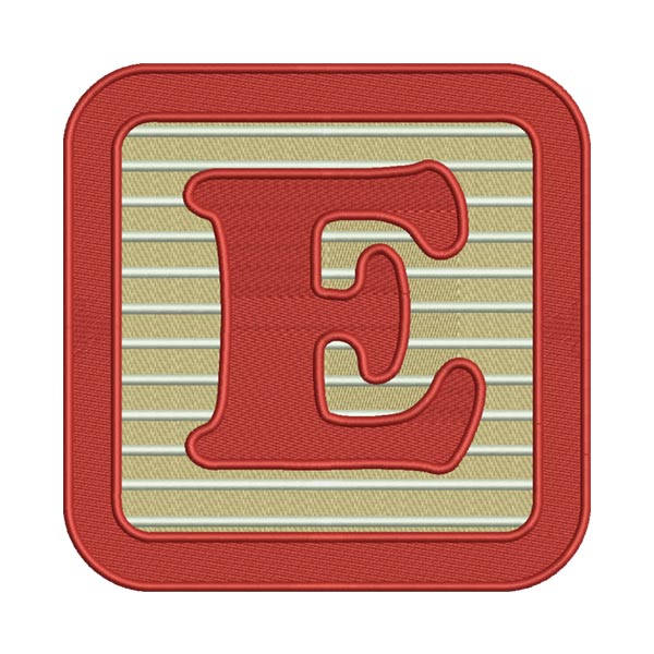 E Letter Alphabet Embroidery Design – Red