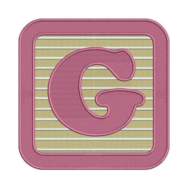 G Letter Alphabet Embroidery Design – Pink