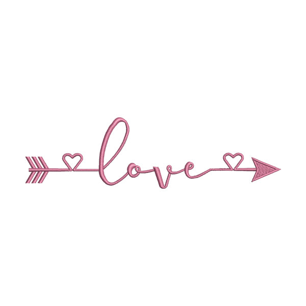 Love Calligraphy Arrow Embroidery Design