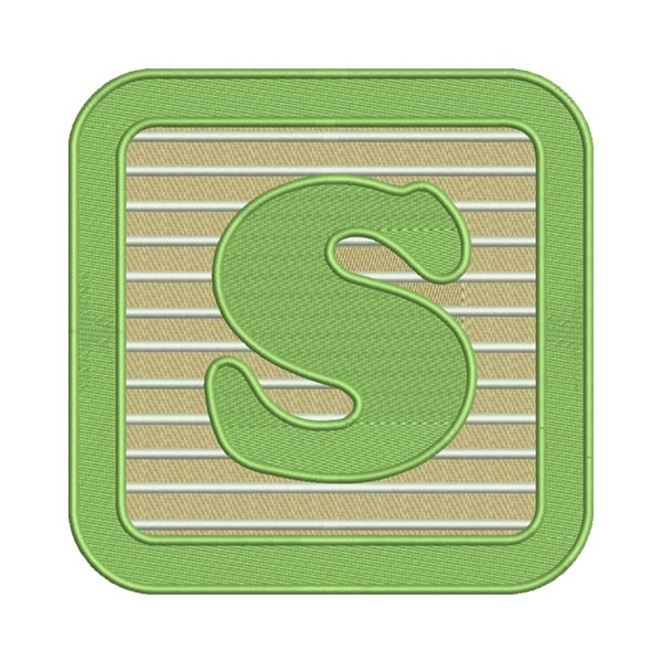 Asparagus Green S Letter Alphabet Embroidery Design