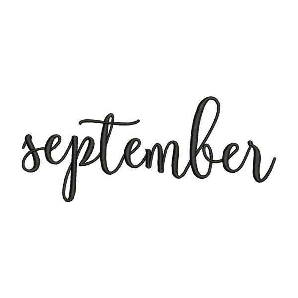 September Calligraphy Embroidery Design