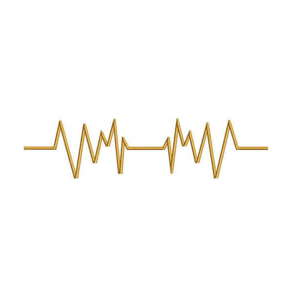 Orange Heartbeat Waves Embroidery Design