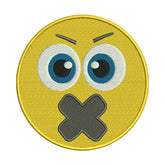 Cross Mouth Angry Emoji Embroidery Design
