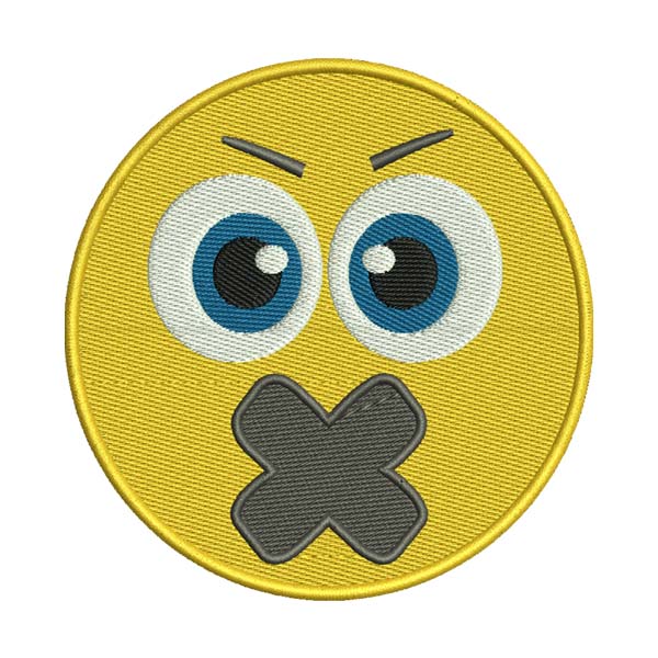 Cross Mouth Angry Emoji Embroidery Design