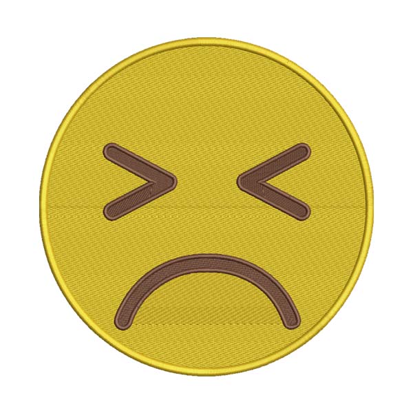 Sad Persevering Face Yellow Emoticon Emoji Embroidery Design