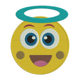 Grinning Face with Halo and Big Eyes Emoji Embroidery Design