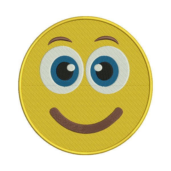 Slightly Smiling Face Yellow Emoticon Emoji Embroidery Design