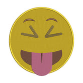 Squinting Face with Tongue Emoticon Emoji Embroidery Design