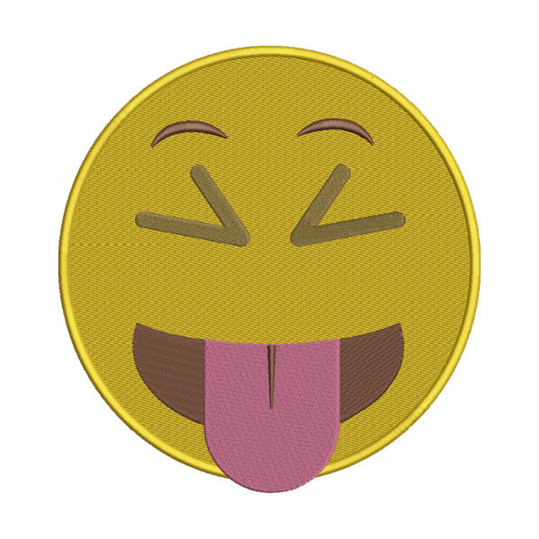 Squinting Face with Tongue Emoticon Emoji Embroidery Design