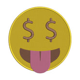 Smiling Dollar Face with Tongue Emoji Embroidery Design