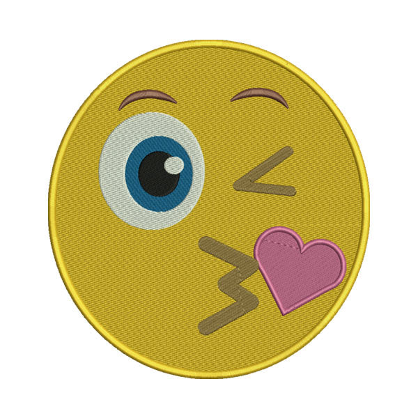 Face Blowing a Kiss Emoji Embroidery Design