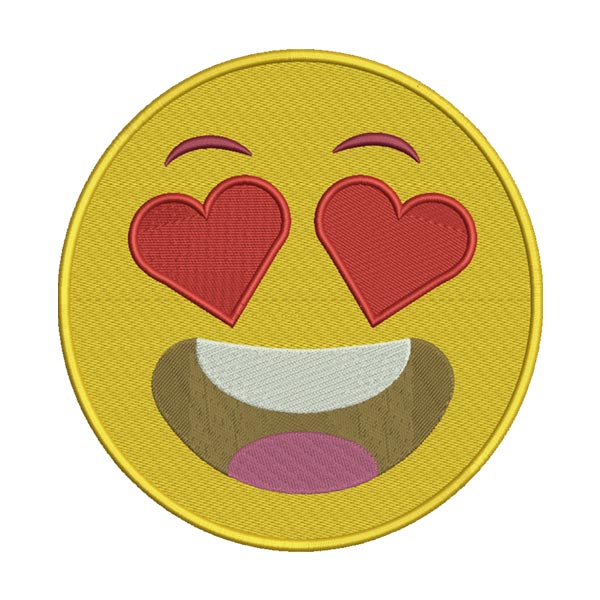 Smiley Face with Heart Eyes Emoji Embroidery Design