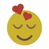 Relieved Face with Hearts Emoticon Emoji Embroidery Design