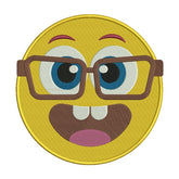 Grinning Nerd Face Emoticon Emoji Embroidery Design