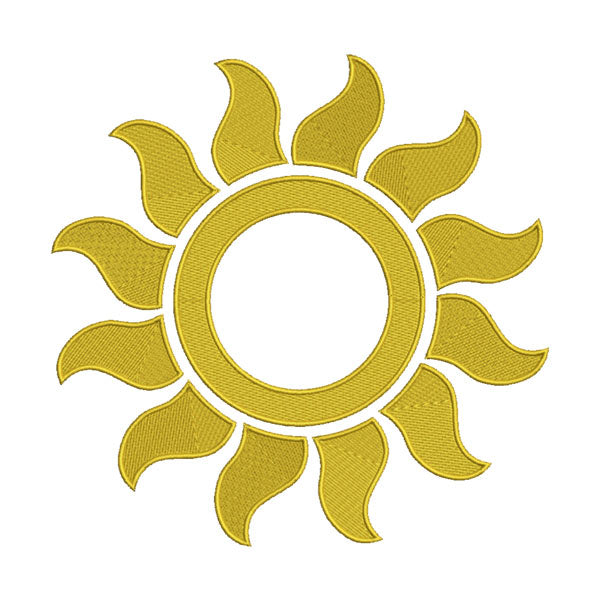 Scorching Yellow Bright Sun Silhouette Embroidery Design