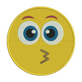 Kissing Face with Big Eyes Emoticon Emoji Embroidery Design