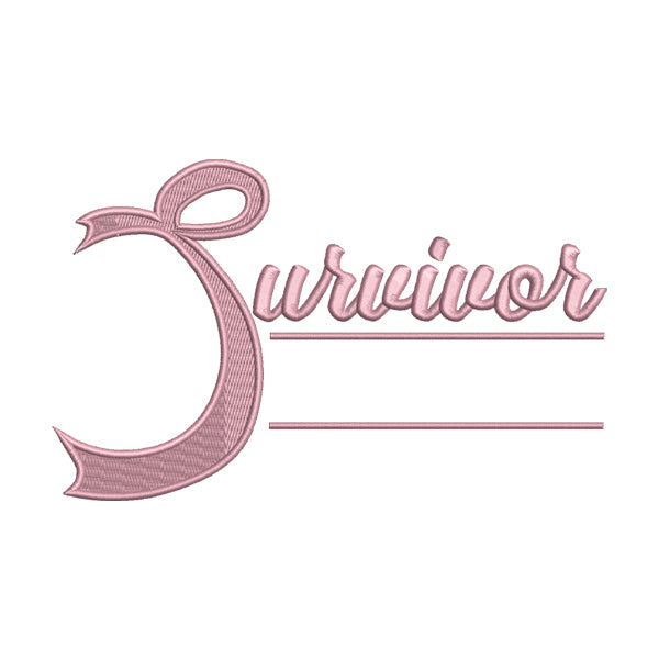 Motivating Pink Cancer Survivor Calligraphy Embroidery Design