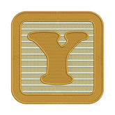 “Y” Letter Embroidery Design – Alphabet Patch with Yellow Frame & Stripes