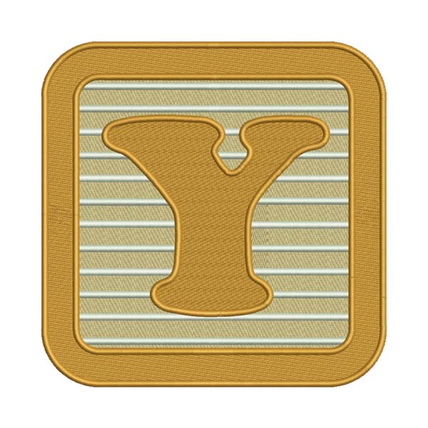 “Y” Letter Embroidery Design – Alphabet Patch with Yellow Frame & Stripes