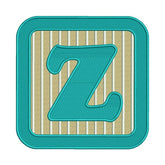 “Z” Letter Embroidery Design – Alphabet Patch with Cyan Frame & Stripes