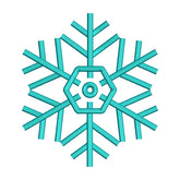 Enchanting Cyan Hexagon-Shape Snowflake Embroidery Design