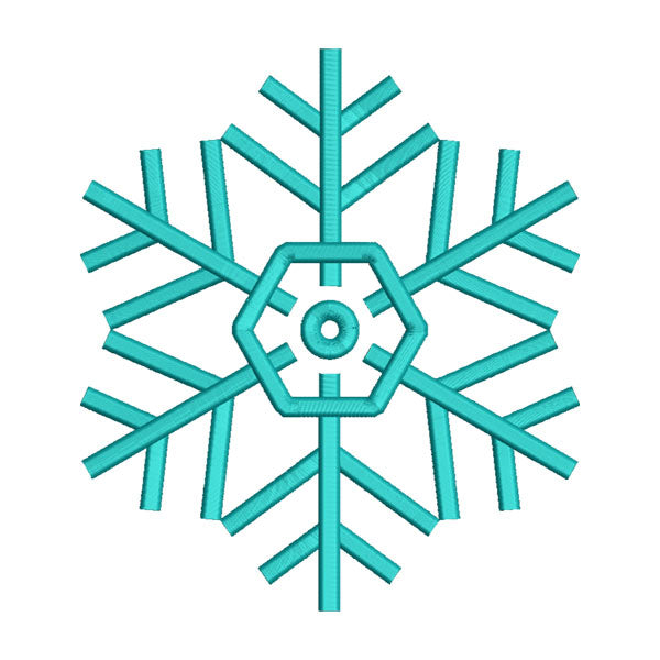 Enchanting Cyan Hexagon-Shape Snowflake Embroidery Design