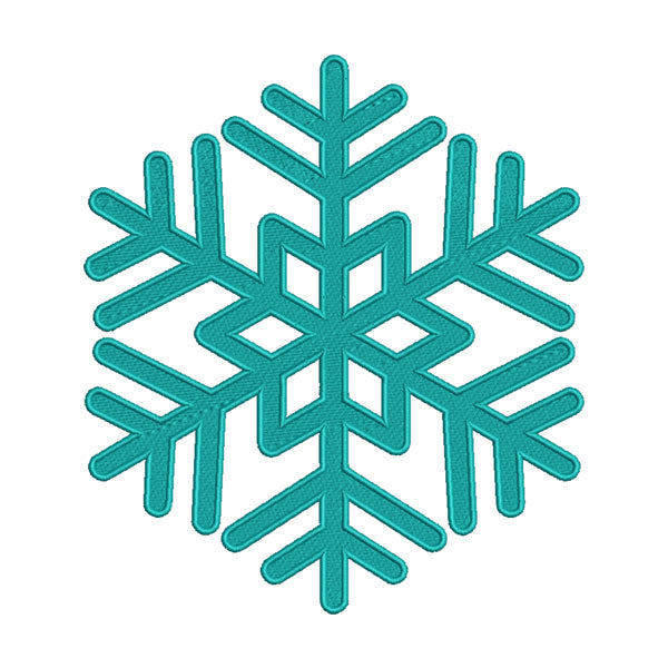 Stellar Cyan Star-Shape Snowflake Embroidery Design