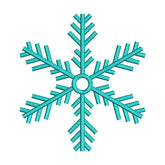 Attractive Cyan Stem-Shape Snowflake Embroidery Design