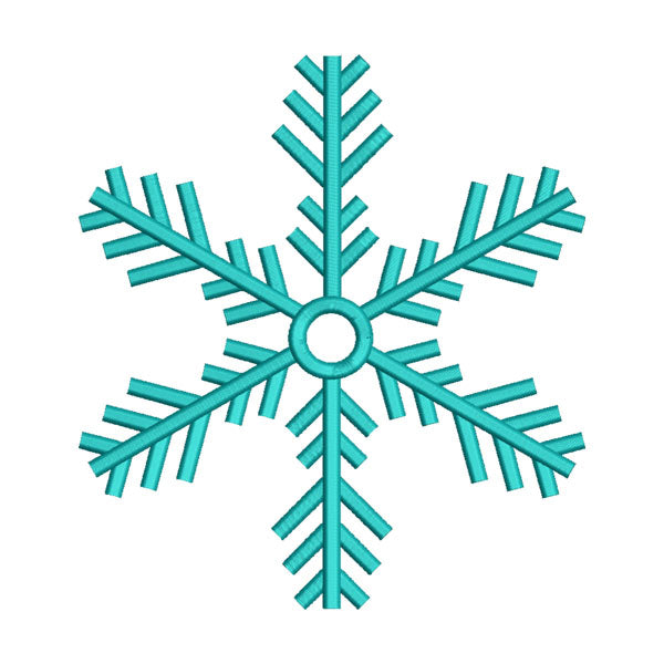 Attractive Cyan Stem-Shape Snowflake Embroidery Design