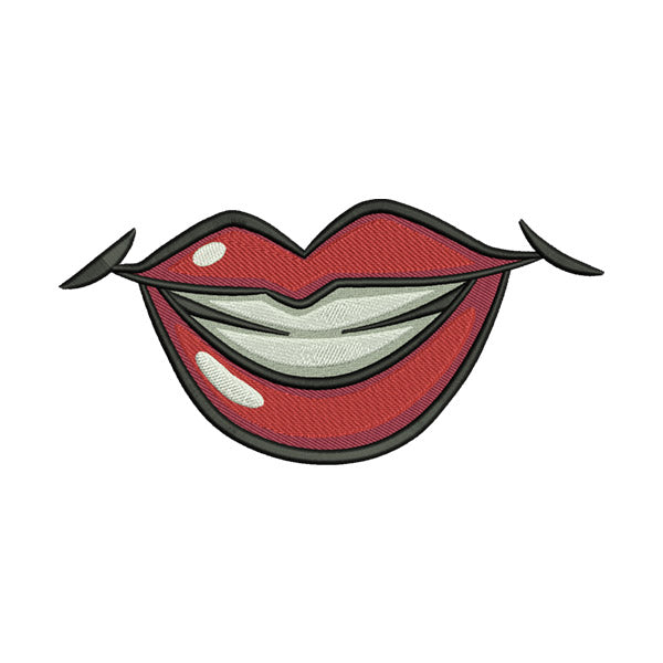 Provocative Red Lips Smile Embroidery Design