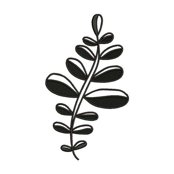 Obovate Leaves Plant Silhouette Embroidery Design