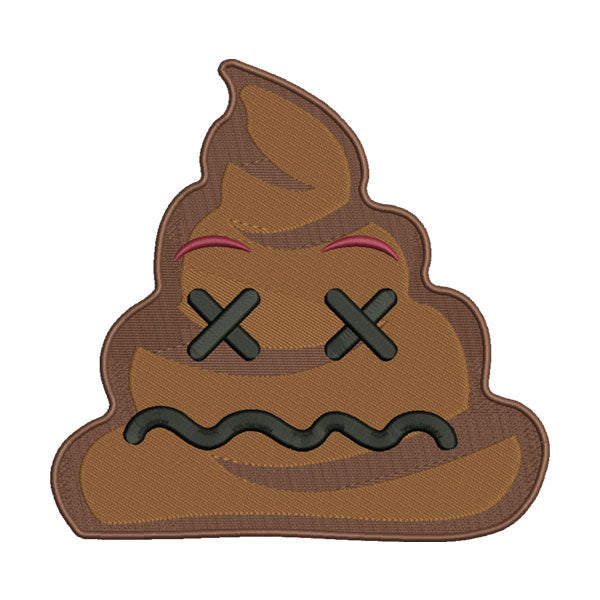 Confounded Cross-Eyes Pile of Poo Emoji Embroidery Design