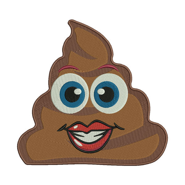 Luscious Red Lips Pile of Poo Emoji Embroidery Design