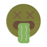 Green Cross Eyes Vomiting Emoji Embroidery Design