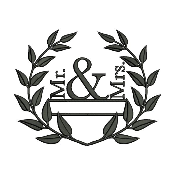 Mr & Mrs Floral Wreath Embroidery Design