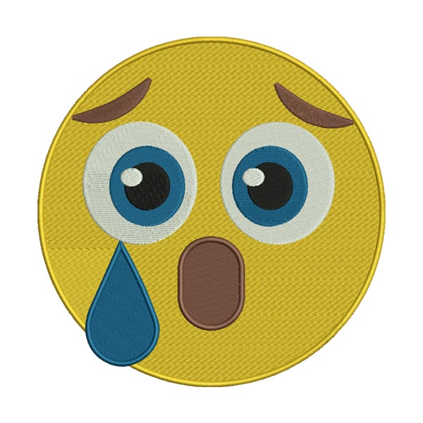 Anxious Face Emoji with Sweat Embroidery Design