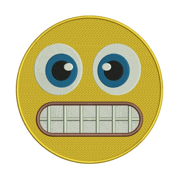 Grimacing Face with Teeth Emoji Embroidery Design