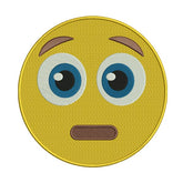 Anguished Face with Big Eyes Emoji Embroidery Design