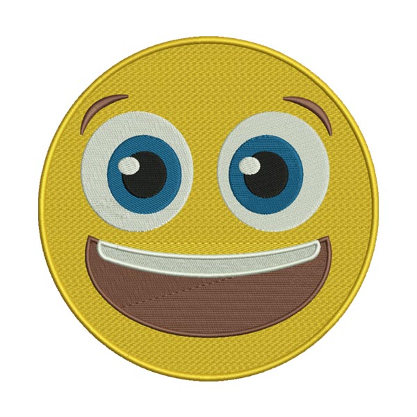 Grinning Face with Big Eyes Emoji Embroidery Design – Yellow
