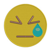Persevering Tear Face Emoji Embroidery Design