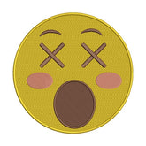 Cross-Eyes Blushing Open Mouth Face Emoji Embroidery Design