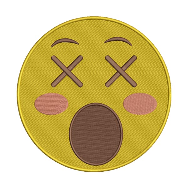 Cross-Eyes Blushing Open Mouth Face Emoji Embroidery Design