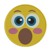 Blushing and Shocking Open Mouth Face Emoji Embroidery Design